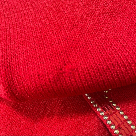 St.John Elegant Embellished Knit Cardigan Jacket In Bright Strawberry Red Color - Picture 11 of 13